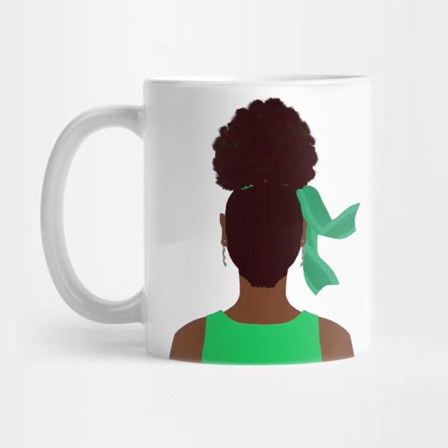 High Afro Puff Ponytail with Green Outfit (White Background) by Art By LM Designs 